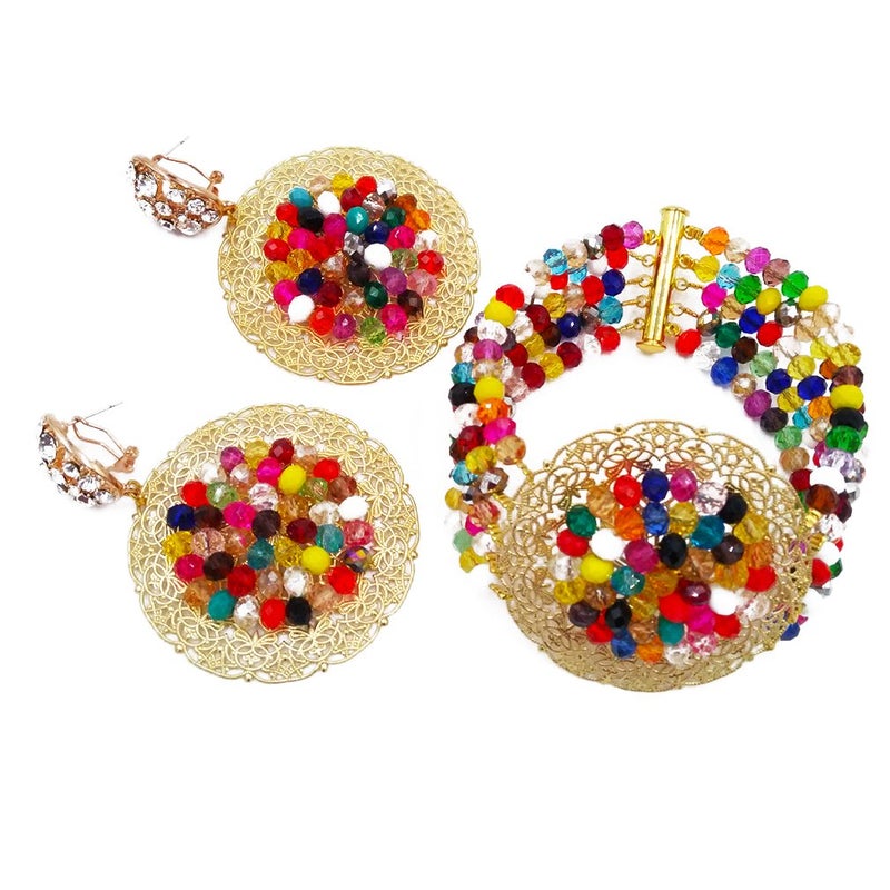 aczuv African Beads Jewelry Set 2017 Nigerian Wedding Necklace and Earrings for Women (Multicolors) - Image 2
